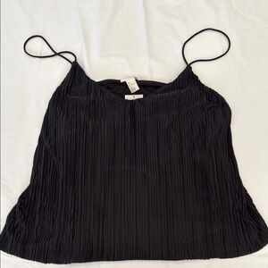 H&M Black Pleated Camisole Top with Spaghetti Straps